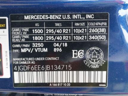 4JGDF6EE6JB134715 2018 MERCEDES-BENZ