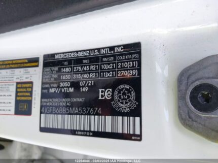 4JGFB6BB5MA537674 2021 MERCEDES-BENZ