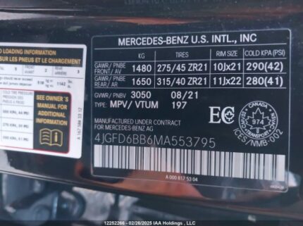 4JGFD6BB6MA553795 2021 MERCEDES-BENZ