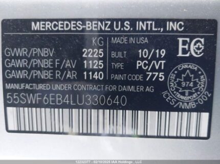 55SWF6EB4LU330640 2020 MERCEDES-BENZ