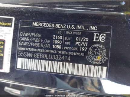 55SWF8EB0LU332414 2020 MERCEDES-BENZ