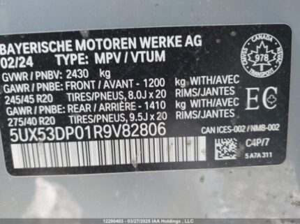 5UX53DP01R9V82806 2024 BMW
