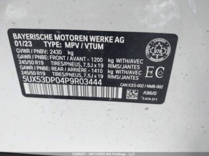5UX53DP04P9R03444 2023 BMW