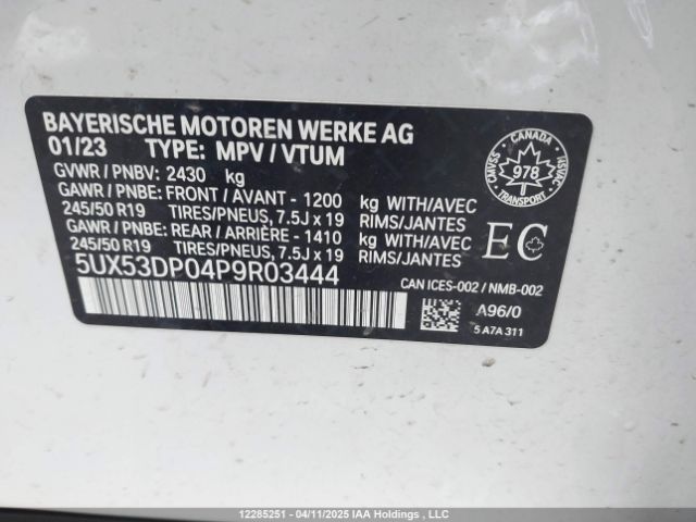 5UX53DP04P9R03444 2023 BMW