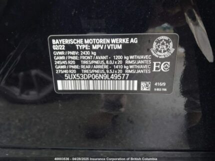 5UX53DP06N9L49577 2022 BMW