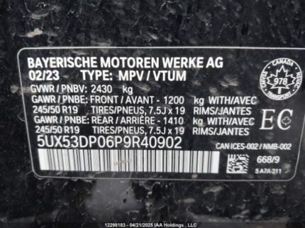 5UX53DP06P9R40902 2023 BMW