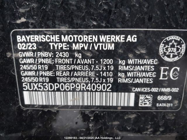 5UX53DP06P9R40902 2023 BMW