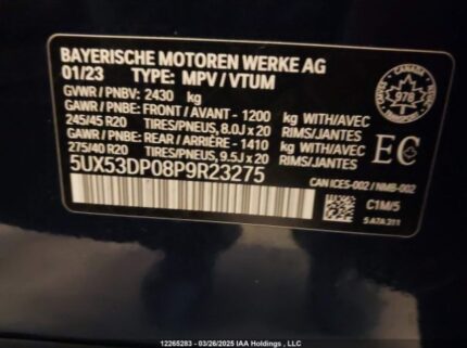 5UX53DP08P9R23275 2023 BMW