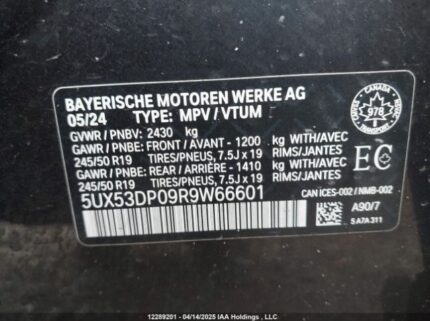5UX53DP09R9W66601 2024 BMW