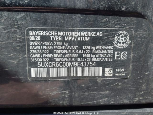 5UXCR6C00M9E43754 2021 BMW