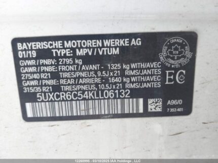 5UXCR6C54KLL06132 2019 BMW