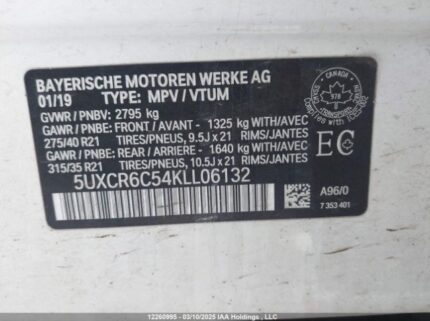 5UXCR6C54KLL06132 2019 BMW