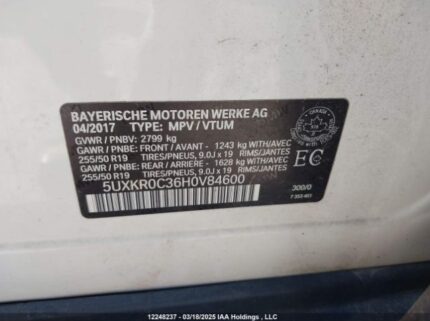 5UXKR0C36H0V84600 2017 BMW