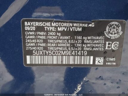 5UXTY5C02M9E41419 2021 BMW