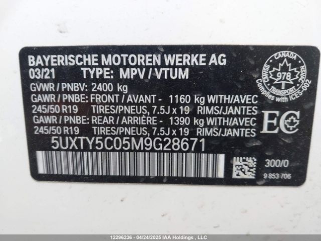 5UXTY5C05M9G28671 2021 BMW