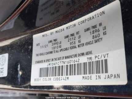 JM1DKFC77N1601642 2022 MAZDA