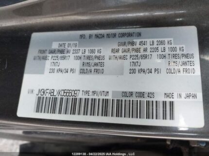 JM3KFABLXK0566097 2019 MAZDA
