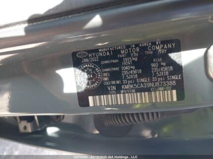 KM8K5CA39NU873388 2022 HYUNDAI