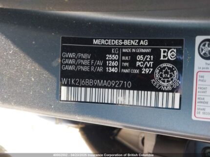 W1K2J6BB9MA092710 2021 MERCEDES-BENZ