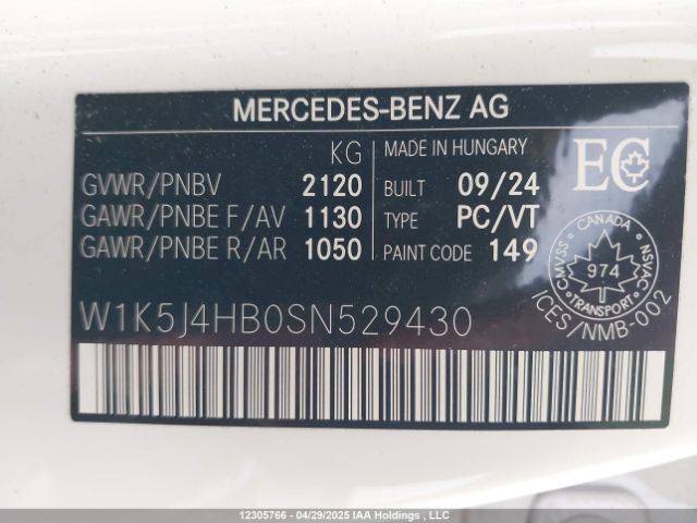 W1K5J4HB0SN529430 2025 MERCEDES-BENZ