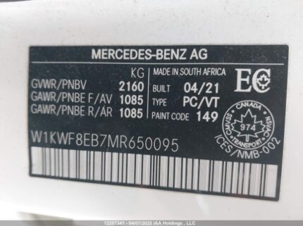 W1KWF8EB7MR650095 2021 MERCEDES-BENZ