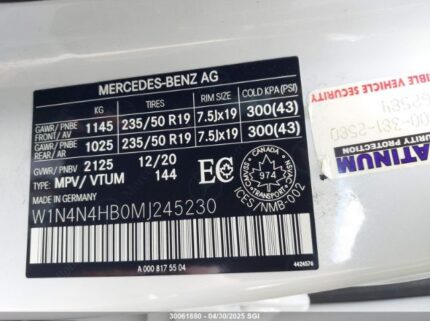 W1N4N4HB0MJ245230 2021 MERCEDES-BENZ
