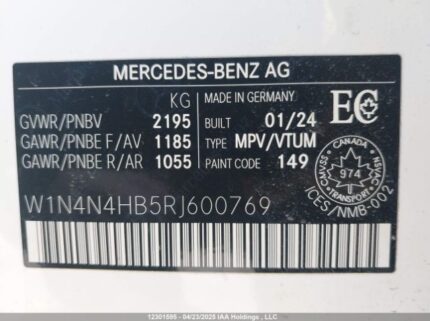 W1N4N4HB5RJ600769 2024 MERCEDES-BENZ