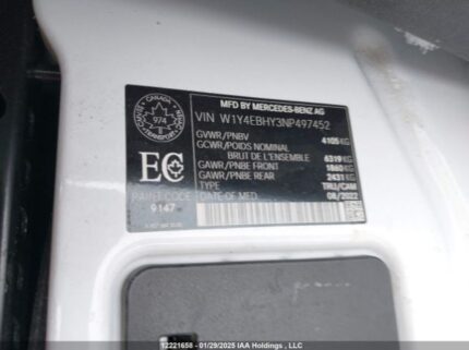 W1Y4EBHY3NP497452 2022 MERCEDES-BENZ