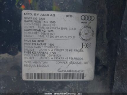WA13AAGE6LB033377 2020 AUDI