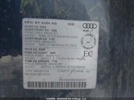 WA13AAGE6LB033377 2020 AUDI