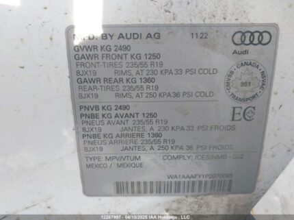 WA1AAAFY1P2070085 2023 AUDI