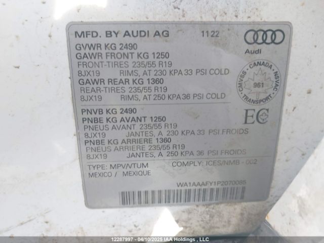 WA1AAAFY1P2070085 2023 AUDI