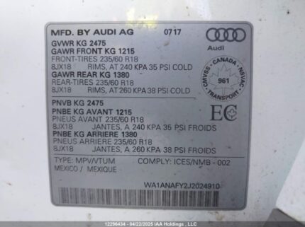 WA1ANAFY2J2024910 2018 AUDI