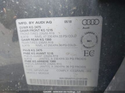 WA1BNAFY7J2191249 2018 AUDI