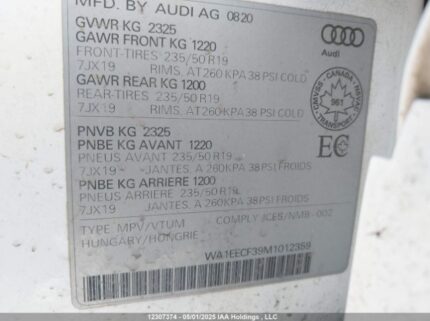 WA1EECF39M1012359 2021 AUDI