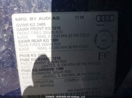 WA1ENAFY1K2028370 2019 AUDI