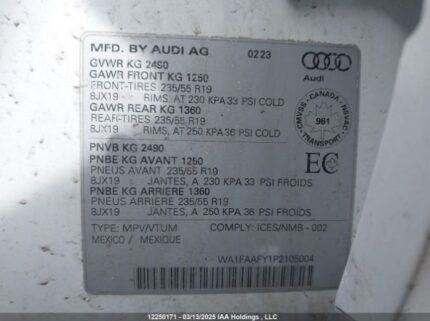 WA1FAAFY1P2105004 2023 AUDI