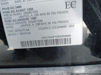 WA1FAAFYXR2003848 2024 AUDI