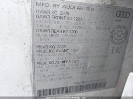 WA1FECF37K1067006 2019 AUDI