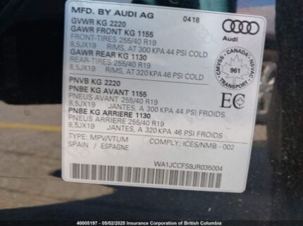 WA1JCCFS9JR035004 2018 AUDI