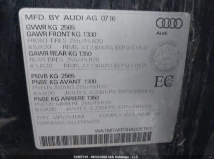 WA1M7AFP3HA025157 2017 AUDI