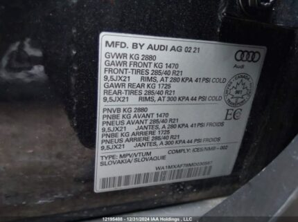 WA1MXAF78MD030587 2021 AUDI