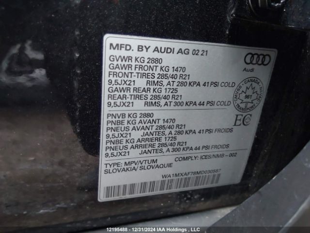 WA1MXAF78MD030587 2021 AUDI