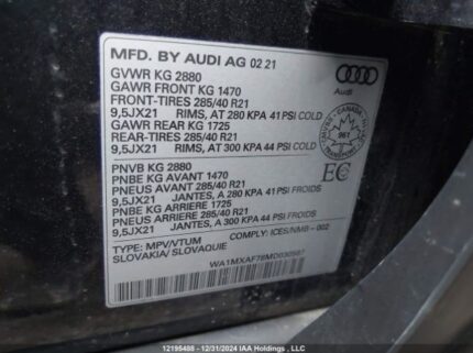 WA1MXAF78MD030587 2021 AUDI