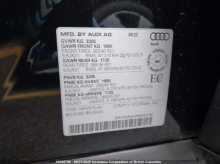 WA1VAAGE4NB042736 2022 AUDI