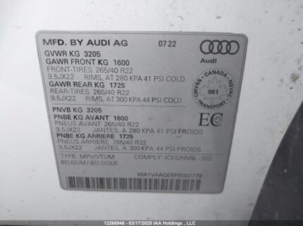WA1VAAGE5PB002779 2023 AUDI