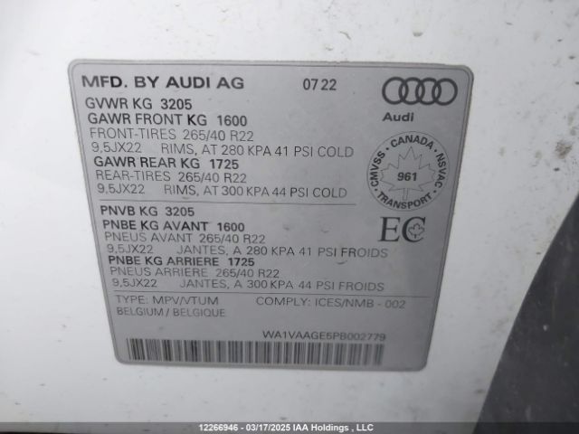 WA1VAAGE5PB002779 2023 AUDI