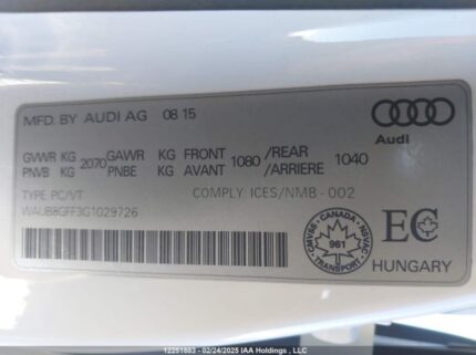 WAUB8GFF3G1029726 2016 AUDI