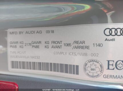 WAUENAF45JA164232 2018 AUDI
