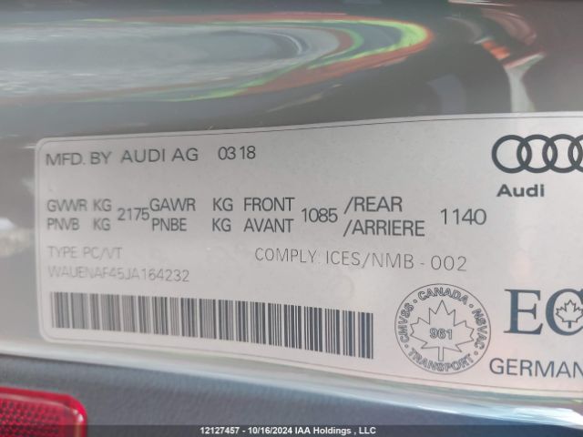 WAUENAF45JA164232 2018 AUDI